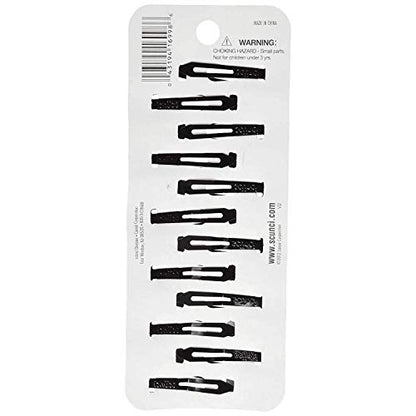 Scunci Countour, Snap Hair Clips, Black, 12 Count (4-Pack)