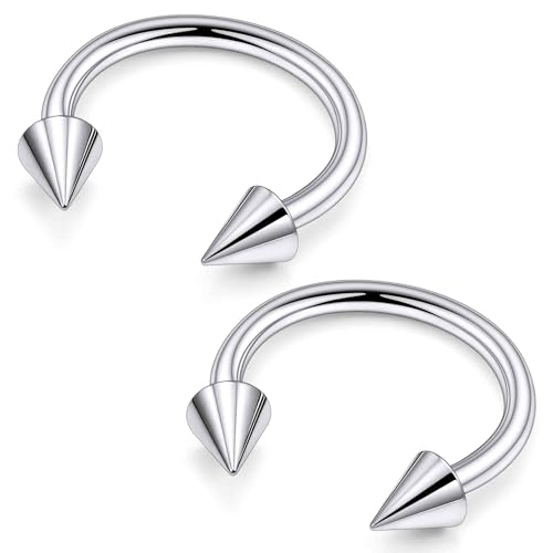 Ruifan 20G 18G 16G 14G 12G Horseshoe Nose Ring Titanium Septum Rings Piercing Jewelry Cartilage Conch Helix Rook Lip Tragus Earring Hoop Eyebrow Retainer For Women Men 6mm 8mm 10mm 12mm 14mm 16mm 19mm - size: Spike: 12G - 14MM