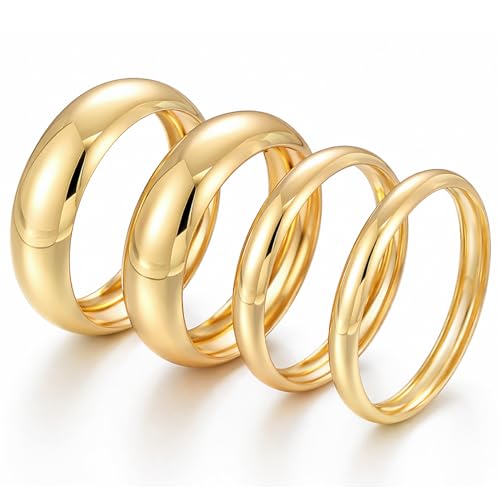 Chunky Gold Bangle Bracelets for Women, Dainty 14k Gold Plated Big Stackable Bangles Set, Trendy Statement Cuff Bracelet Stack Fashion Jewelry Gifts - style: 4 chunky gold bangles