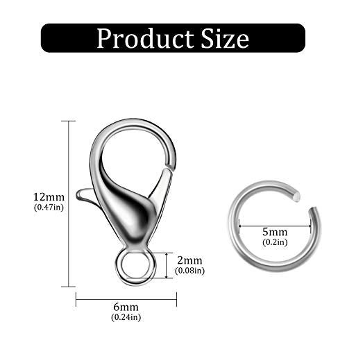 600 Pieces Lobster Clasps and Open Jump Rings Set Lobster Claw Clasps and Closures for Jewelry Making and Bracelets Bracelet Hooks Jewelry Clips(KC Gold, White K) - color: KC Gold, White K