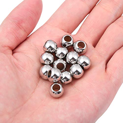 Stainless Steel Spacer Beads 10x8mm Round Loose Charm Caps Beads for DIY Jewelry Making 20pcs with 4.5mm Hole - color: 10x8mm 4.5mm