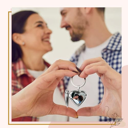 Liliaafar 4 Pcs Silver Stainless Steel Locket Keychains | Keychains That Hold Pictures for Women Mom Chirstmas Gifts - style: Heart