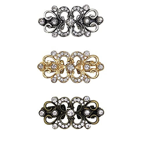 3pcs women's Vintage diamond Cardigan Collar Clip Shawl cape buckle Can be used as dress tightening clip sweater accessories - color: D