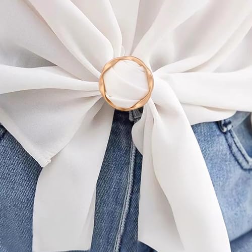 Quacc 8 PCS Silk Scarf Clips T-shirt Tie Clips for Women, Clothes Corner Knotted Button Fashion Alloy Round Clasp Circle Clip Buckle Rhinestone Oval Clothing Wrap Holder (3 Sizes)