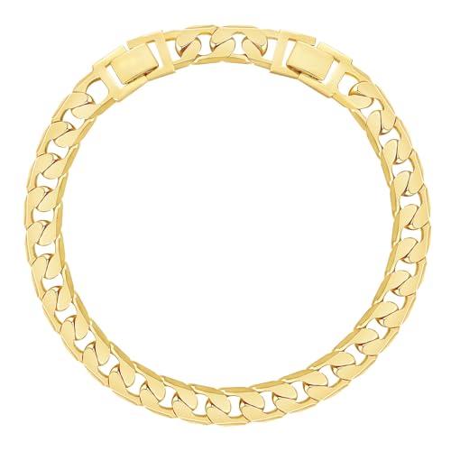 KissYan Gold Ankle Bracelets for Women, 14K Gold Plated Cuban Anklets | Chunky Cuban Link Foot Chain for Large Ankle, Adjustable Plus Size Anklet, Trendy Summer Beach Foot Jewelry Gift - color: Flat Cuban-Gold
