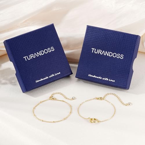 Turandoss 14K Gold Plated Interlocking Circle Bracelet Gifts for Women | Cubic Zirconia Circles Bracelets, Layered Twisted Circle Bracelet for Women, Trendy Jewelry Gifts - color: Circles Interlock Bracelet