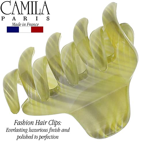 Camila Paris CP3196 French Small Hair Clips for Women, 1.75" Small Claw Clip Fashion Styling Mini Hair Clip Accessories for Women, Strong Hold No Slip Grip Cute Claw Clips, Made in France - color: Gray & Green 1.75"