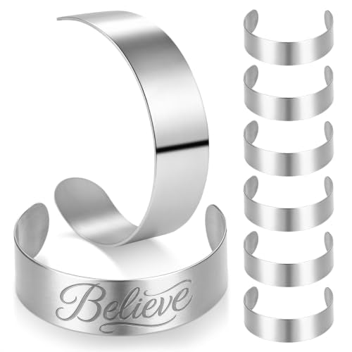 Operitacx 8Pcs Bracelet Blanks for Jewelry Making Stainless Steel Cuff Bracelet Blanks for Engraving and Stamping Adjustable Metal Core 2.48 X 2.36 X 0.78 in - size: 8pcs-20mm
