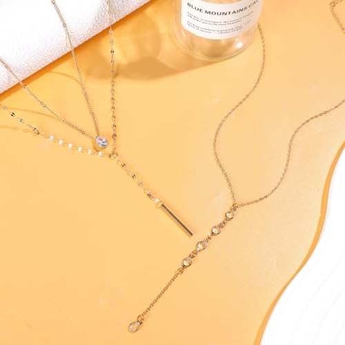 NEWITIN 6 Pieces Pendant Layered Necklaces for Women Gold Necklace Set | Hypoallergenic, Gold Plated, Cubic Zirconia, Cuban Link, Snake Chain, Stackable Chains Choker, Layering Necklace, Women Gifts - color: Gold Elegant