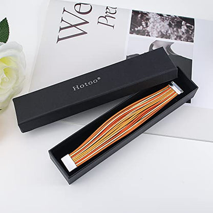 hotoo Leather Wrap Bracelet for Women - color: Orange Leather Bracelets