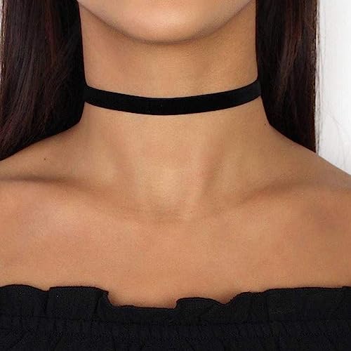 Fesciory Black Necklaces for Women, Adjustable Layered Velvet Leather Lace Collar Necklace, Goth Jewelry Gifts. - color: Single Layer1