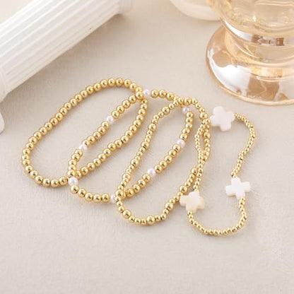 Kyerlyn Gold Bracelets for Women Waterproof, 14K Real Gold Jewelry Sets for Women Trendy Dainty Stackable Cuban Link Paperclip Chain Bracelet Pack Fashion Accessories Gifts - style: G-8