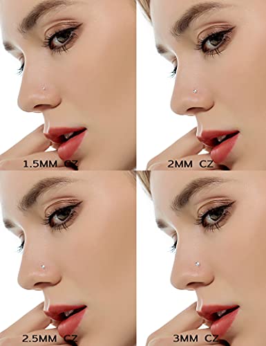 20G 10Pcs Stainless Steel L Screw Bone Shaped Nose Studs Rings Square Round CZ Nose Ring Labret Nose Piercing Jewelry for Men Women Silver Tone 1.5mm-2mm-2.5mm-3mm-3.5mm CZ - style: F:10Pcs,Bone Shaped(Rose Gold Tone)