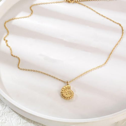 LLWOM Gold Necklace for Women-14k Gold Plated Infinity Necklace Star Of David Necklace Evil Eye Cross Pendants Heart Dainty Gold Necklace For Women - color: Gold-Conch