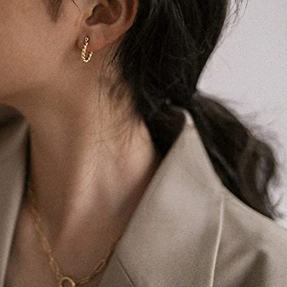 18K Gold Plated Brass Mini French Twist Hoops, Hoop Earrings, Minimalist Style, Women Jewelry Gift