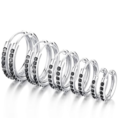 5 Pairs Huggie Hoop Earrings, Cubic Zirconia 14K Gold-Plated 316L Surgical Steel, Hypoallergenic Lightweight Design for Women & Men Cartilage & Multi-Piercing Stacking(13-21mm) - color: C+silvery+black