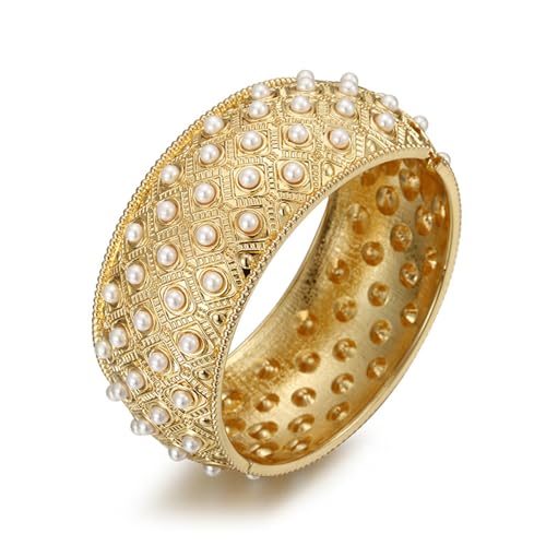 YMBYCM Gold Chunky Bangle Bracelets for Women | Trendy Wide Chunky Cuff Bracelets Wrap Bracelet Fashion Jewelry Accessories - color: C-G