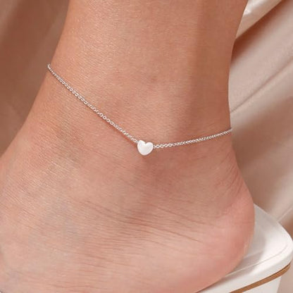Starain 12Pcs Summer Beach Anklets for Women Waterproof Gold Silver Chain Ankle Bracelets Cute Women's Foot Anklet Set 7.9-10.5 inch Adjustable - color: 12Pcs Silver Anklets