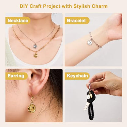 Heart Charms for Jewelry Making Stainless Steel Round Bulk Charm Pendant 2 Colors Charms with Jump Rings - color: Heart Gold Silver