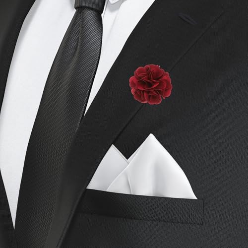 PATIKIL Flower Boutonnieres Pin, Lapel Pin for Men Camellia Flower for Suit Wedding Graduation Anniversary Graduation Outfit Accessories - color: Wine Red