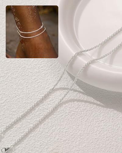 Gold Silver Ankle Bracelets for Women Waterproof 14K Gold Plated Anklets for Women Non Tarnish Dainty Layered Beaded Heart Anklet Set Summer Beach Foot Chain Jewelry Gifts Trendy Stuff - color: B- Layered Anklets- Silver