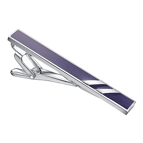 Skinny Tie Clip Navy Blue Black And Gold Tie Clips For Men Unique | Gold Tie Clip Silver Tie Bars For Mens Tie Clip Stainless Steel Elegant Tie Clips Black And Gold Tie Pin - color: blue