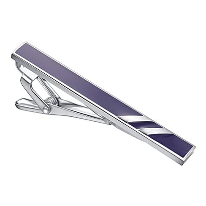 Skinny Tie Clip Navy Blue Black And Gold Tie Clips For Men Unique | Gold Tie Clip Silver Tie Bars For Mens Tie Clip Stainless Steel Elegant Tie Clips Black And Gold Tie Pin - color: blue