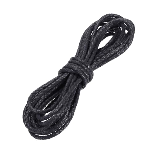 PATIKIL 3.3 Yards Braided Leather Cord, 3mm Round Braided Faux Necklace Cord Bolo Tie String for Necklace Crafts Beading Braiding, Dark Blue - color: Dark Blue, size: 3mm