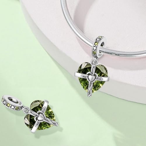 Birthstone Charm, 925 Sterling Silve Heart Dangle Charms for Pandora Bracelets, Ladies Birthday Gift - style: H-August