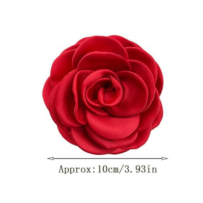 Collar Chain Pin for Men and Women - Hanging Tassel Brooch Lapel Pin for Business Suits - Bar Pin With Long Chain - Gifts - color: L: red flower