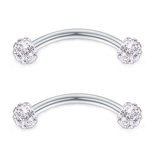 SCERRING 16 Gauge 10mm Curved Barbell Eyebrow Belly Lip Tragus Ring Piercing Jewelry - color: 6PCS - Silver