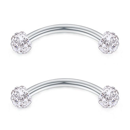 SCERRING 16 Gauge 10mm Curved Barbell Eyebrow Belly Lip Tragus Ring Piercing Jewelry - color: 6PCS - Silver