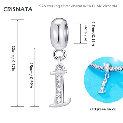 26 Letter Pendant Charms, Polished 925 Sterling Silver Complete Initial A-Z Dangling CZ Stone Alphabet Beads, fits European Bracelet Necklace, Gift for Mother/Father/Daughter/Son/Sister/Aunt - color: Letter I CZ Pendant Charm