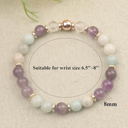 KSQS Healing Stone Bead Bracelet for Women, Natural Gemstones Balance Protection Bracelet, Spiritual Crystal Beads Bracelet Anxiety Relief with Meaning Card - color: Emotional Healing