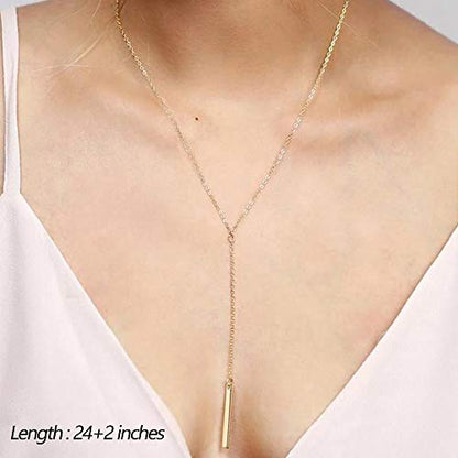 Turandoss Dainty Layered Choker Necklace, Handmade Y Pendant Necklace Multilayer Bar Disc Necklace Adjustable Layering Choker Necklaces for Women - style: 3PCS - simulated Pearl&Curved Bar&Bar
