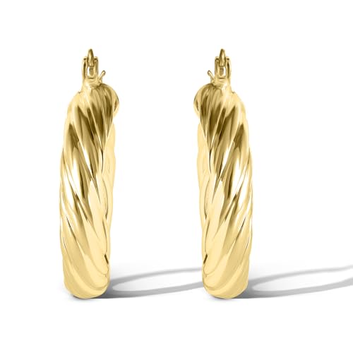 Jessica Simpson Womens Hoop Earrings - Silver-Tone or Gold-Tone Hoop | Earrings for Women - color: Gold Thick Twisted Hoops