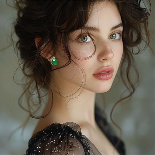 Jade Oval Stud Earrings for Women Good Luck Handmade Earrings Dainty Green Birthstone Crystal Earrings Unique Minimalism Jewelry Gift for Birthday Anniversary - color: Green