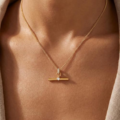 Layered Necklaces for Women Pearl Necklace Stack Gold T Bar Necklace Set Dainty Heart Pendant Jewelry Trendy 2026 Fashion Accessories Gifts - color: B7：1pcs-Rhinestone