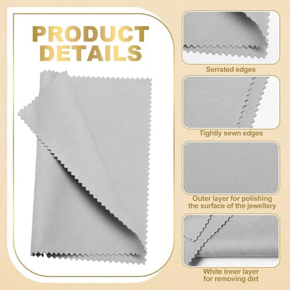 12 Pcs Jewelry Cleanning Cloth with Tube 7 x 6 Inch Silver Polishing Cloth Brass Cleaner for Sterling Silver Brass Gold Copper, Individually Wrapped(Gray) - color: Gray