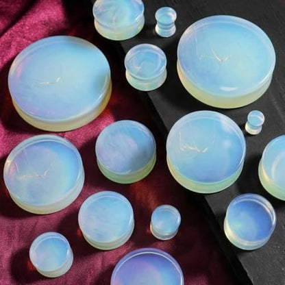 Opalite Organic Stone Ear Plugs Gauges Sold in Pairs - style: 8mm-0 gauge