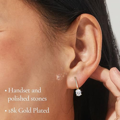 NADRI Cushion Cut CZ Leverback Earrings - color: Oval - Gold