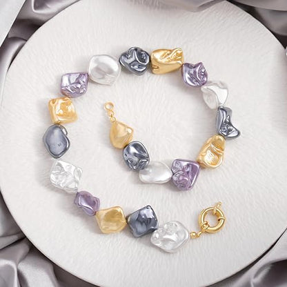 Aobei Pearl Gemstone Beaded Choker Necklace for Women Boho Turquoise/Cultured Freshwater Pearls/Garnet/Amazonite Jewelry - color: S Colorful Shell Pearl