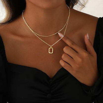 Layered Necklaces for Women 14K Gold Plated Stack Circle Pendant Trendy Long Chain Stackable Handmade Coin Necklace Set Dainty Gold Stacked Jewelry Gifts - color: Gold-5