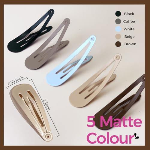50pcs Snap Hair Clips, 25pcs Glossy & 25pcs Matte Hair Barrettes