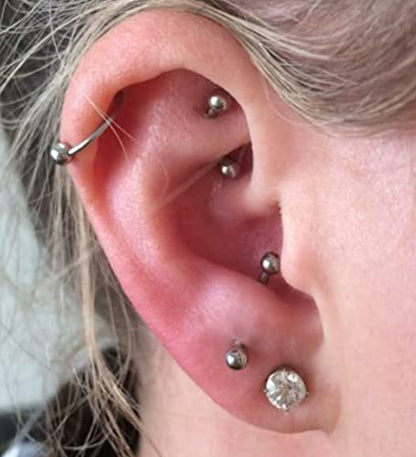 Rook Piercing Jewelry Rook Earrings for Women Eyebrow Rings Surgical Steel Vertical Labret Jewelry 16g 14g Curved Barbell Snug Daith Surface Tragus Piercing Jewelry Silver Gold - color: B2-14g thicker - 7 length- silver