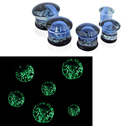 Stuppendux 4 Style 2Set Color Ocean Jellyfish Glass Double Flared Ear Plugs Tunnels Expander Stretching Kit Gauge 0g-5/8 8-16mm - color: Blue=12MM