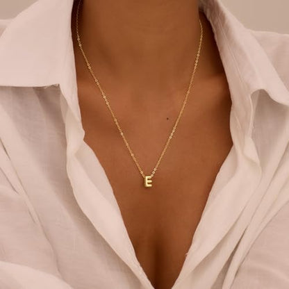 Initial Necklaces for Women Bubble Gold Silver Letter Necklace Dainty Personalized Charm Pendant Name Necklace Cute Non Tarnish Fashion Accessories Teen Gift Trendy Stuff Jewelry Gifts - color: Gold, style: E