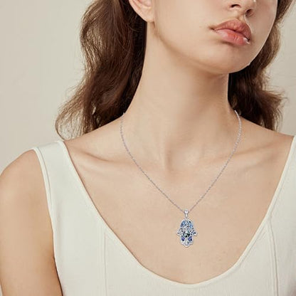 Hamsa Necklace 925 Sterling Silver Evil Eye/Lotus Flower/Star of David/Chai/Yin Yang Hamsa Hand Pendant Jewelry Hand of Fatima Gifts for Women - style: Yin Yang