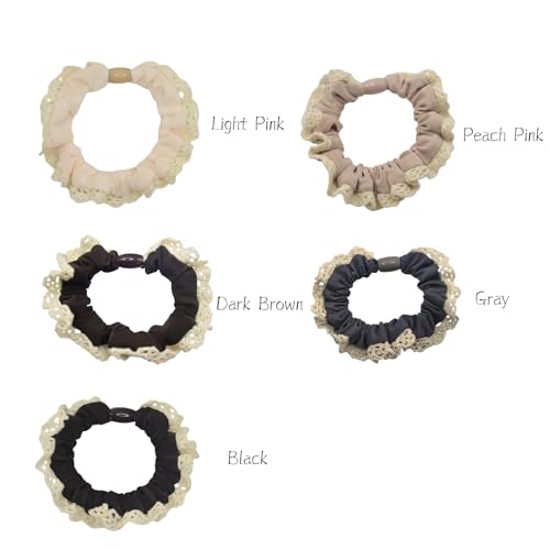 10 Pcs Lace Floral Hair Ties, 5 Colors Elastic Ponytail Holders for Women