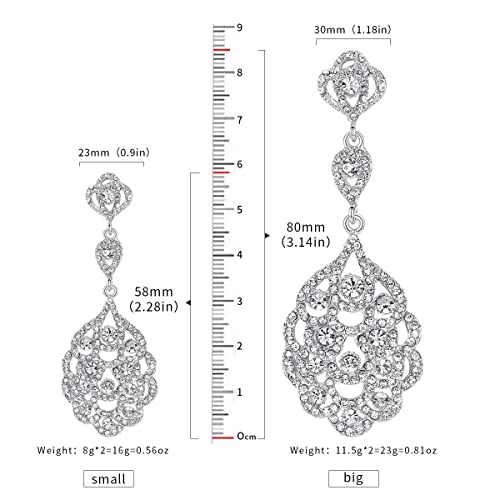 Wedding Teardrop Dangle Earrings Crystal Rhinestone Beaded Chandelier Earrings for Brides Gold - color: B-smallclear